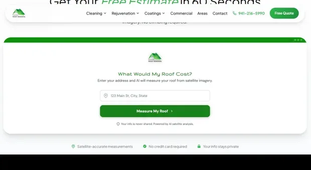 RoofQuote widget on Florida Roof Renewal's website